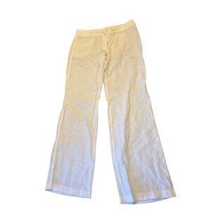 Tommy Bahama White Linen Loose-Fit Womens Pants Drawstring Waist